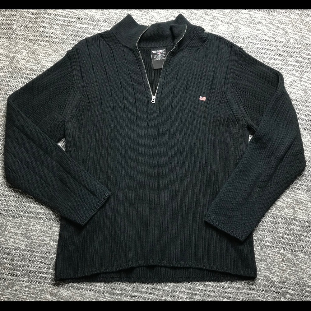 Polo Ralph Lauren Black Ribbed Half Zip Sweater